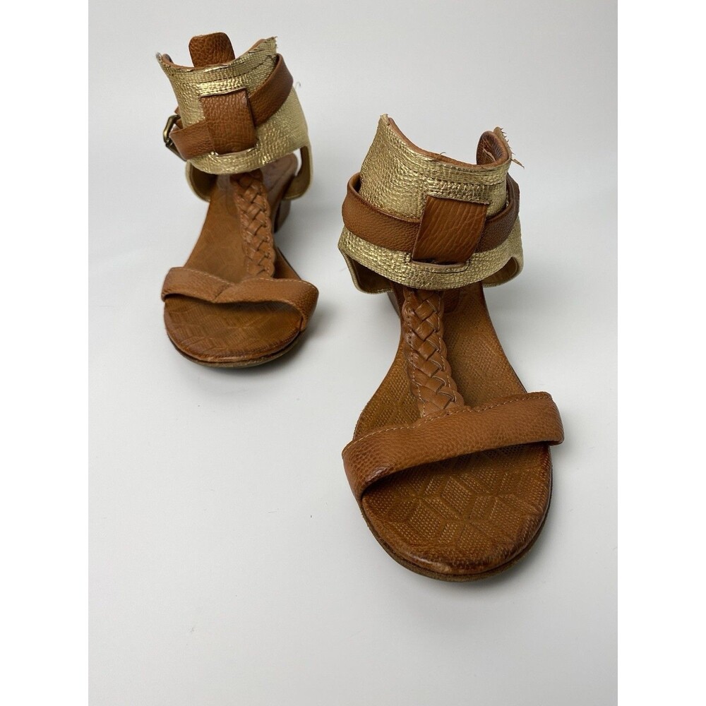 A.S. 98 Women’s Strappy Low Heel Brown Leather Boho Sandals 38 (Fit US 7.5)